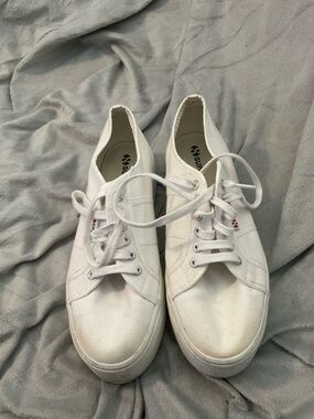 Superga White Canvas Low-Top Lace-Up Sneakers for Women